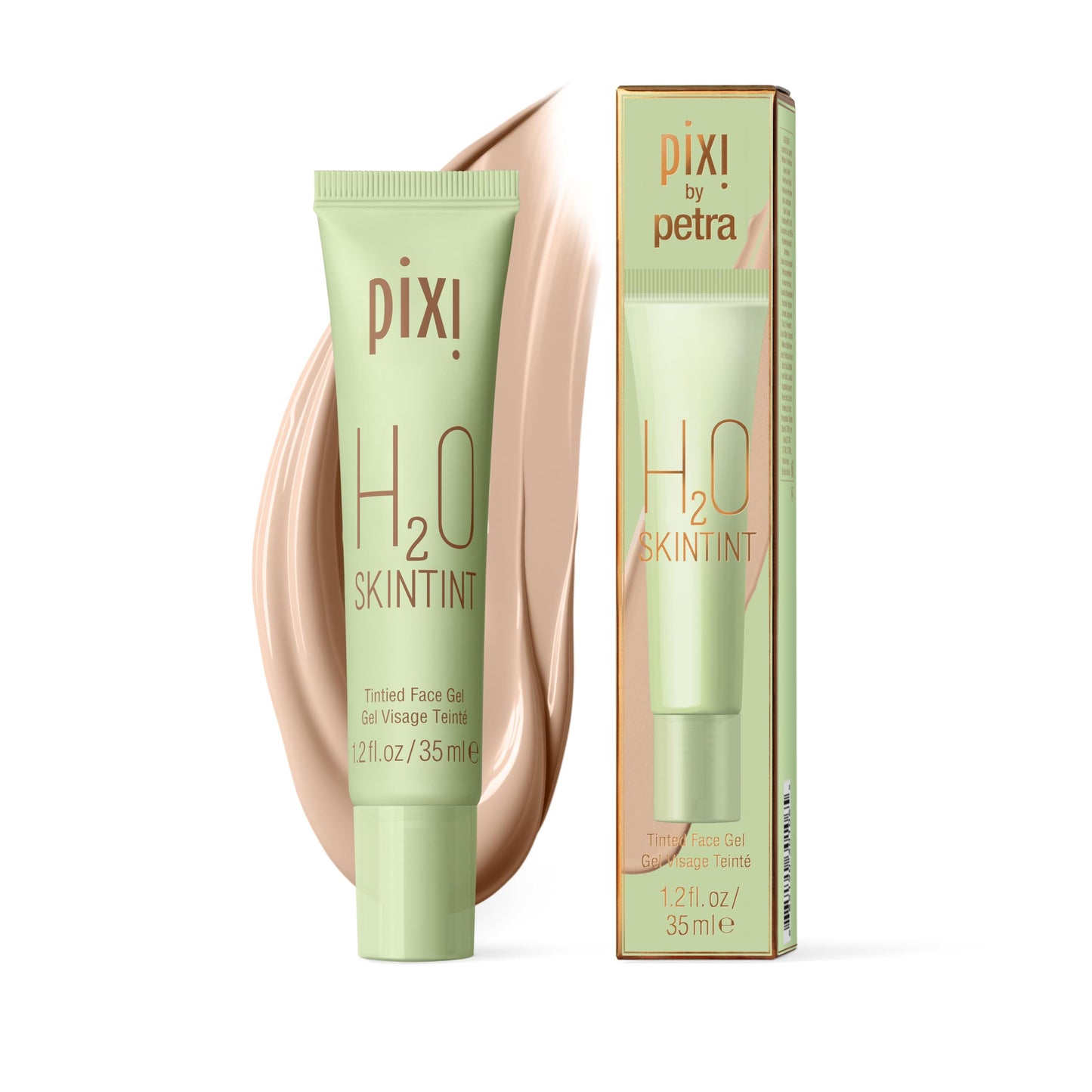 Pixi H2O SkinTint | Tinted Face Gel Moisturizer | Lightweight Hydrating Coverage with Hyaluronic Acid | Evens Skin Tone & Reduces Redness | Oil-Free Dewy Finish | Vanilla | 1.2 fl oz
