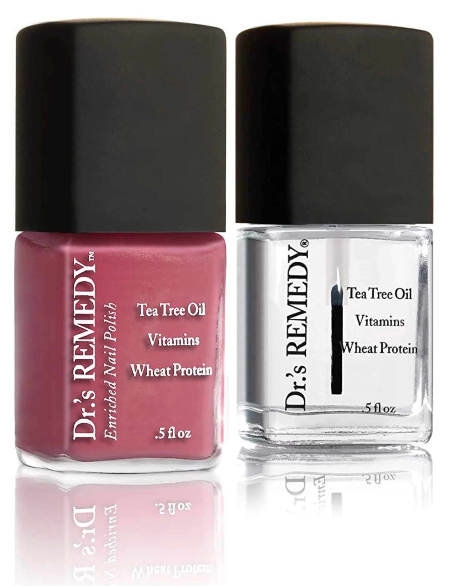 Dr.'s Remedy Enriched Nail Polish, Relaxing Rose with TOTAL Two-in-One Top and Base Coat Set 0.5 Fluid Oz Each