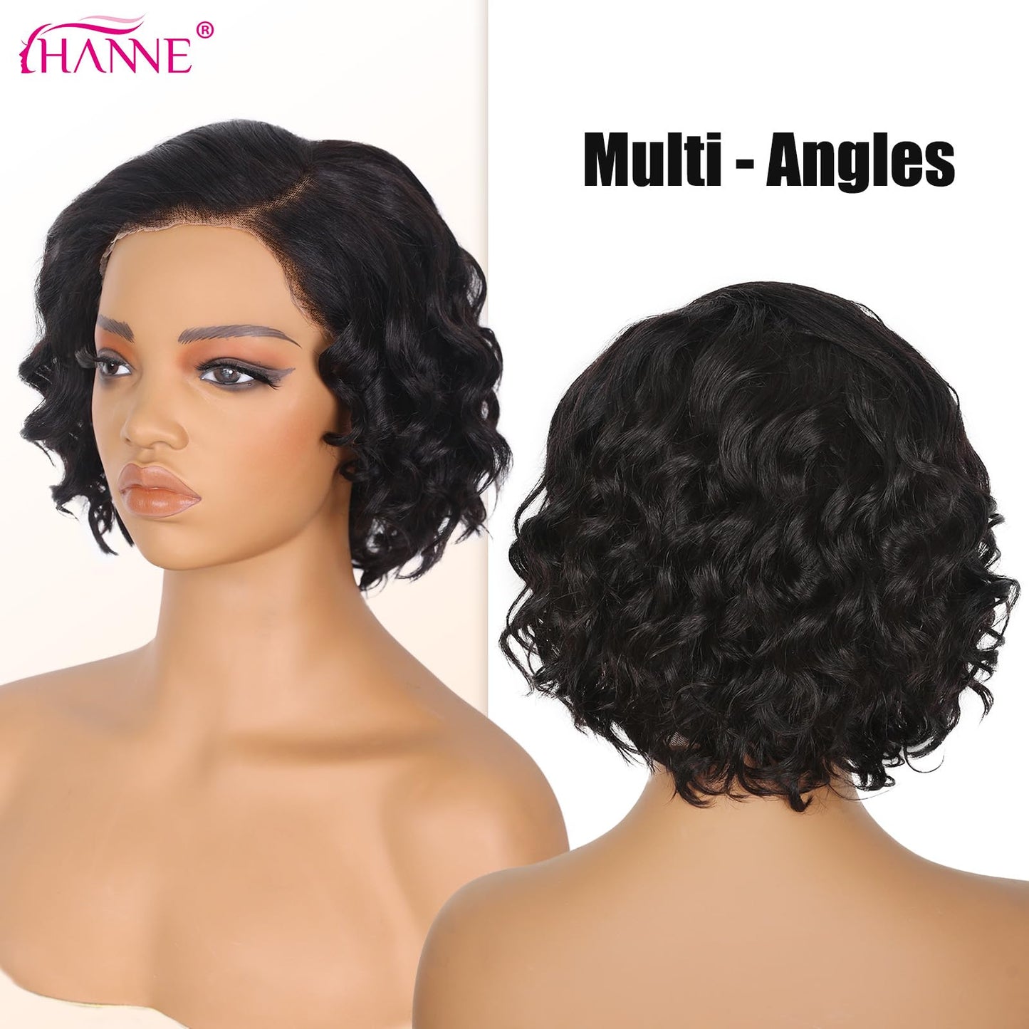HANNE Burgundy Lace Front Short Human Hair Bob Wig 99J Wig Human Hair 12 Inch Glueless Pre Plucked with Baby Hair 180% Density Short Straight Wig Wear and Go Hair Replacement Wigs