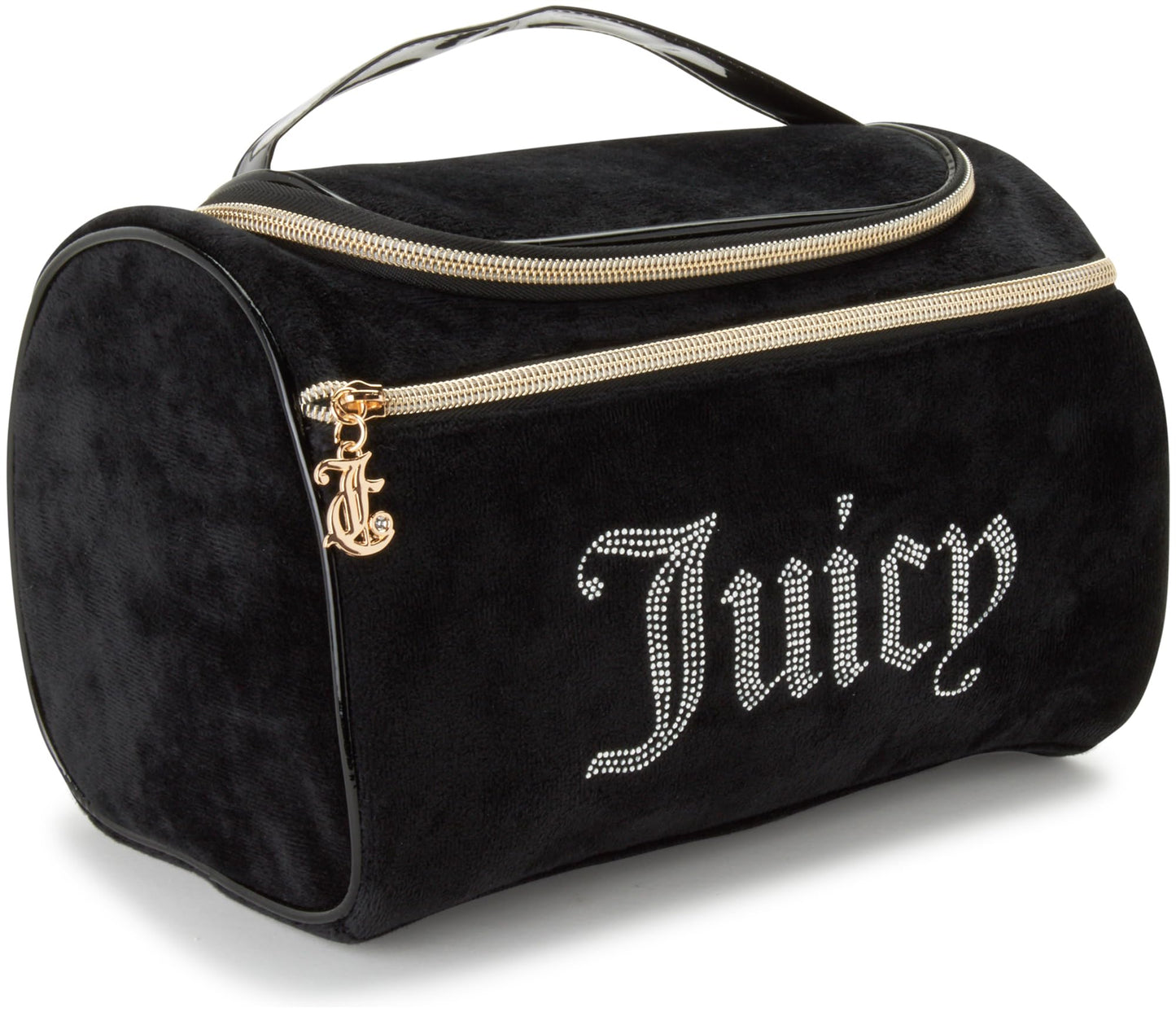 Juicy Couture Makeup Bag Cosmetics Organizer Travel Essentials Hanging Duffel Velour Rhinestones