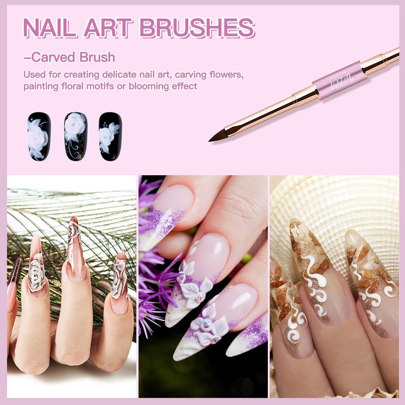 Eptbsdu Nail Art Brushes, 5PC Double Ended Nail Art Design Brushes, Nail Brushes for Nail Art Striping Nail Art Brushes for Long Lines, Ombre Nail Drawing Pen for Salon at Home DIY Manicure