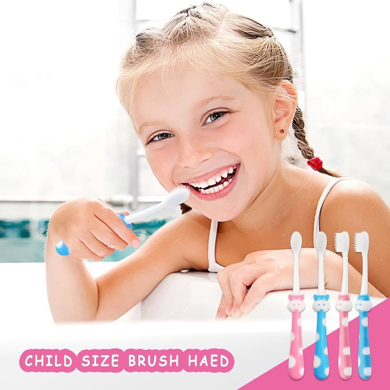 Gisdo Disposable Kids Toothbrushes Individually Wrapped Bulk, 100 pcs Toddler Kids Toothbrush for Age 2+ Children Toothbrush Set Soft Toothbrushes for Kids Boys Girls
