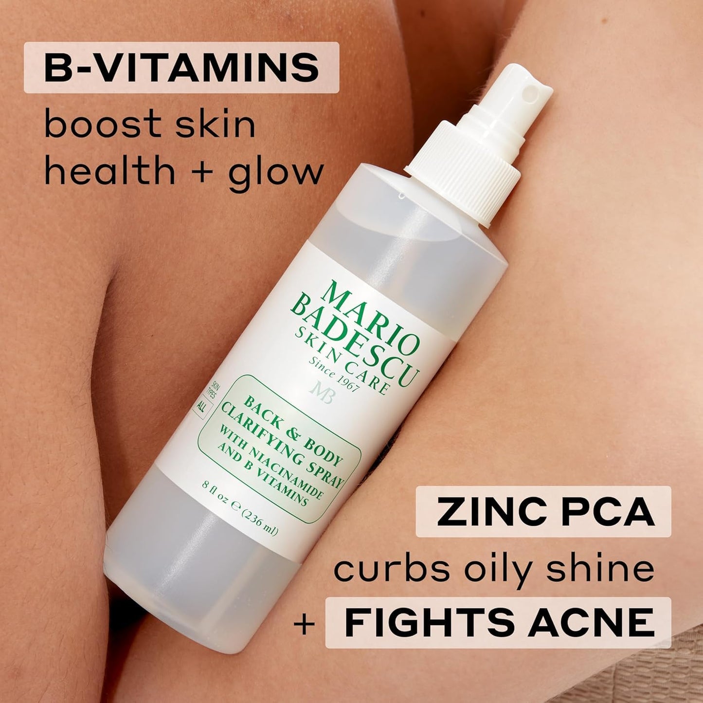 Mario Badescu Drying Lotion & Back & Body Clarifying Spray Bundle | Blemish Spot Treatment & Back-Acne Solution | With Salicylic Acid, Sulfur, Zinc Oxide, Niacinamide & B Vitamins | Soothes & Strength