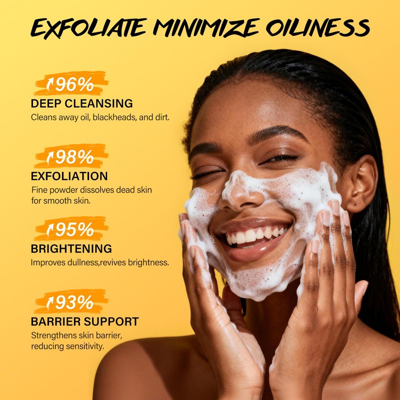 Exfoliating Face Scrub with Turmeric and Vitamin C Face Exfoliator Scrub Powder for Exfoliation Dullness Acne Blackheads Oiliness Exfoliating Face Wash for Women Clean Moisturizes Soothes Amino Acid