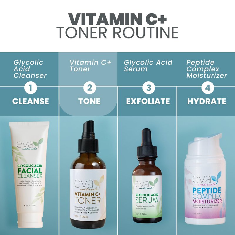 Eva Naturals Vitamin C Facial Toner - Hydrating, Pore Minimizer Face Toner for Men and Women with Witch Hazel & Rose Water, Nourishes Skin Through Hydration - 4 Oz