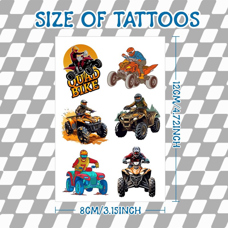 Four Wheeler ATV Quad Bike Temporary Tattoos - 144 PCS Party Favors for Kids & Teens | Fun Dirt Bike Decorations