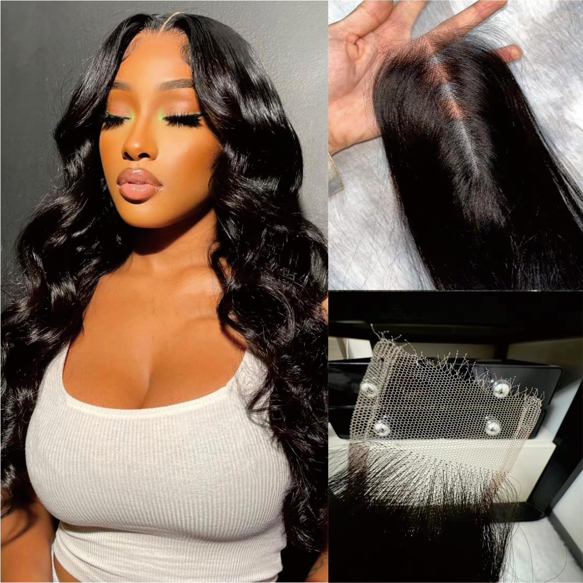 NIKISS 2x6 HD Lace Closure - Ultra-Thin Invisible Body Wave Human Hair | 16 Inch, Pre-Plucked, Bleached Knots