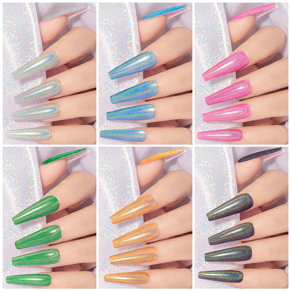 MIZHSE Gel Nail Polish Set - 6 Glitter & 6 Holographic Colors | High Pigment, Soak Off Manicure Art Gift for Women