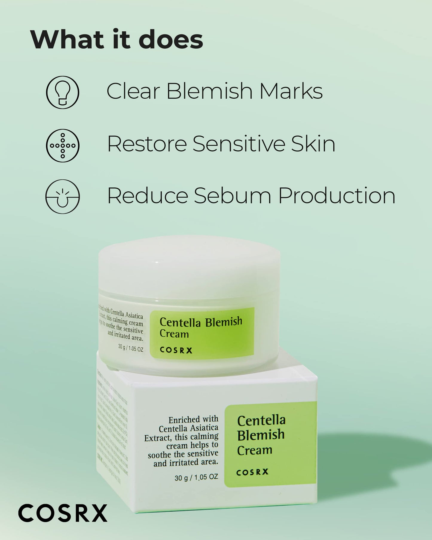 COSRX Acne Treatment Routine- Centella Blemish Cream + Centella Water Alcohol-Free Toner- Soothing, Healing Duo with Centella Asiatica (CIca) for Sensitive, Blemish-prone Skin, Korean Skin Care