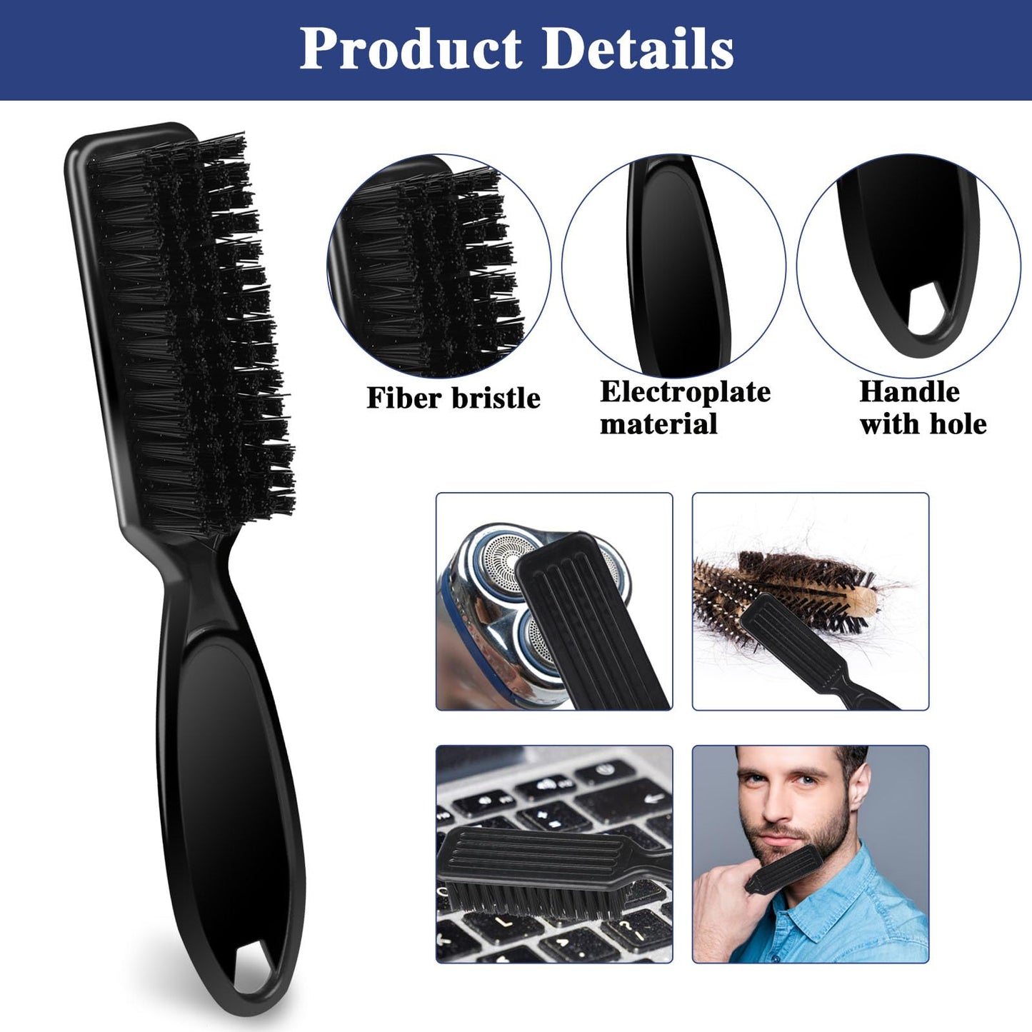 Barber Brush Set - 2 PCS Clipper Blade Cleaner, Soft Neck Duster, and Neckline Hairbrush for Hairstyling Professionals