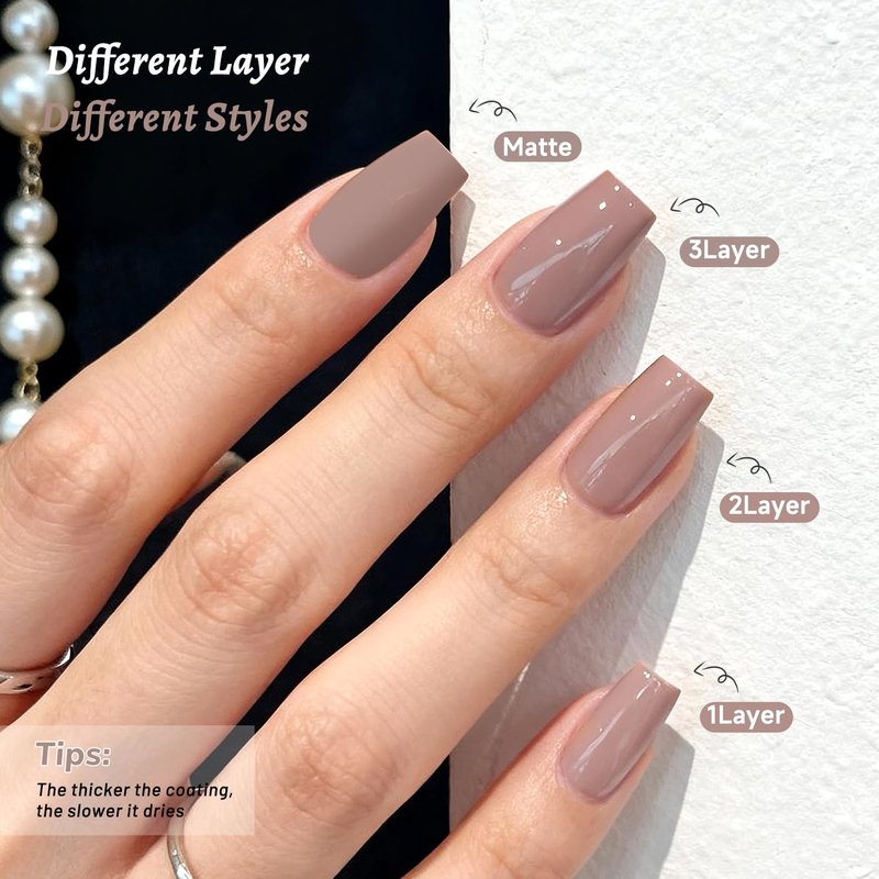 OpenLive 18ml Light Brown Nail Polish Large Volume Quick Dry Nail Polish, Long Lasting Shine, Fingernail Toenail Nail Art DIY Home Travel Nail Art Gift