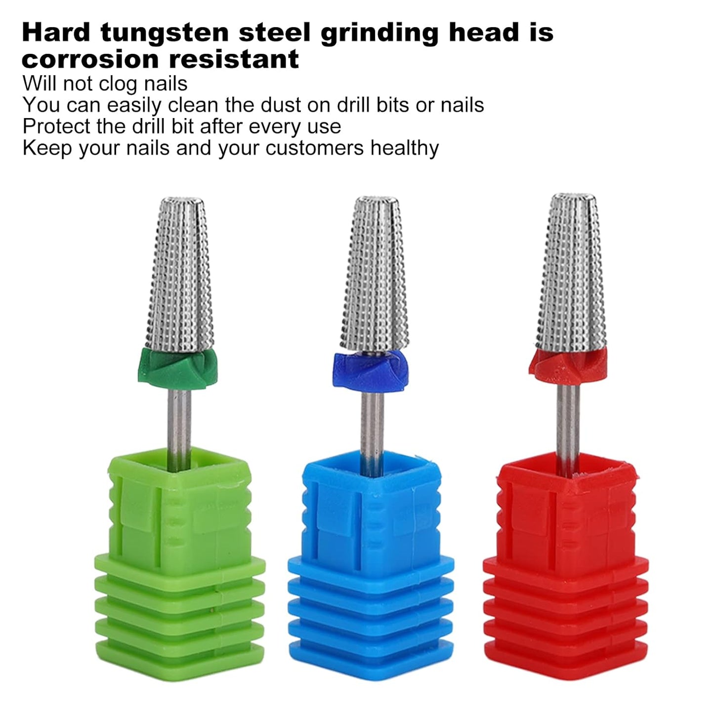 Nail Drill Bits Set - Tungsten Steel Gel Remover Tools for Manicure & Pedicure | 3pcs, 2.35mm Shank Diameter