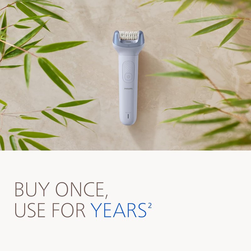 Philips Epilator Series 8000 - Cordless Wet & Dry Hair Removal Device | 60 Min Runtime, 3 Accessories, Model BRE708/00
