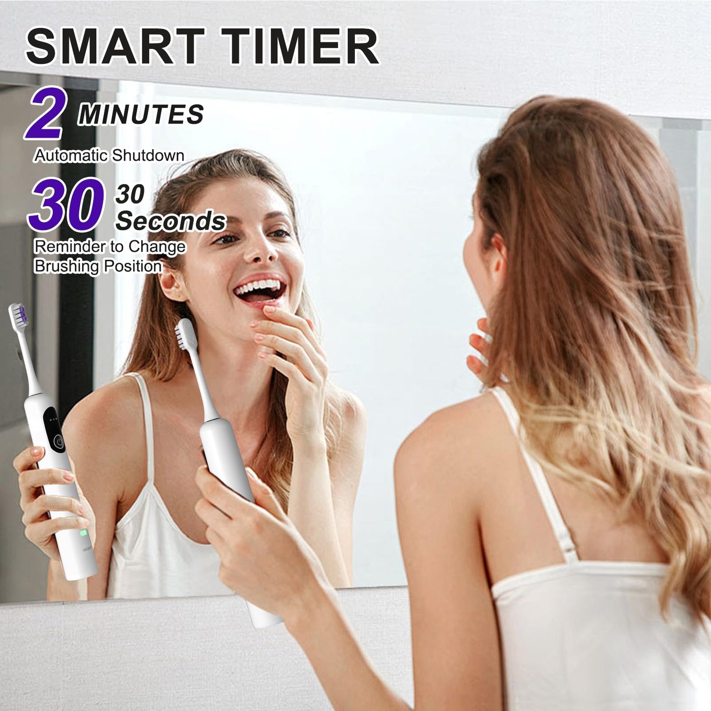 HOSOKA Electric Toothbrush for Adults, 60° Oscillating & Vibration Sonic Electric Toothbrush, Wave Toothbrush with Configurable App, 3 Brush Heads, Magnetic Rechargeable Travel Toothbrush, IPX7