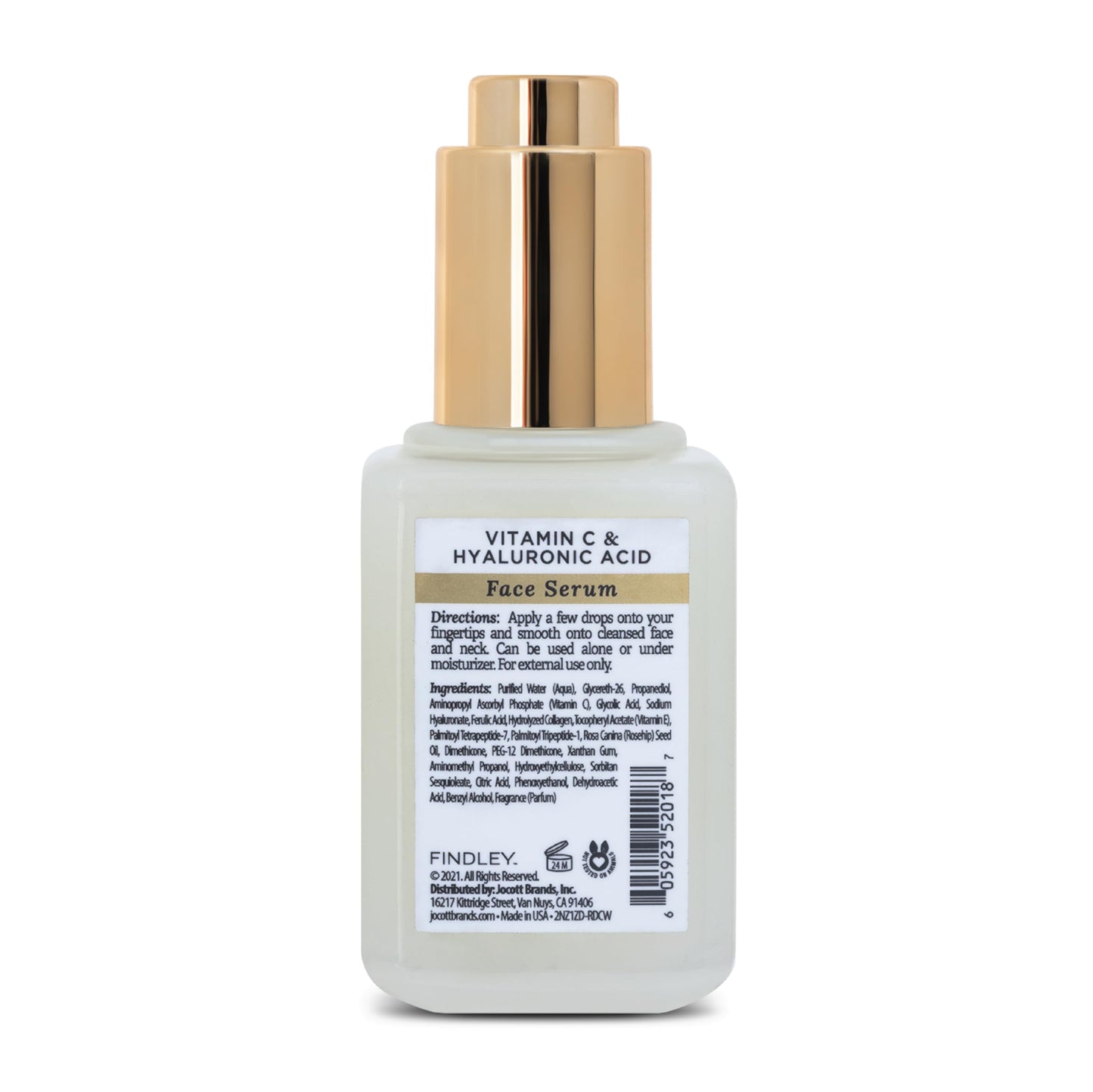 Findley Vitamin C & Hyaluronic Acid Face Serum | Revitalizing & Brightening | Healthier Skin & a Youthful, Radiant Glow (2 Fl Oz)