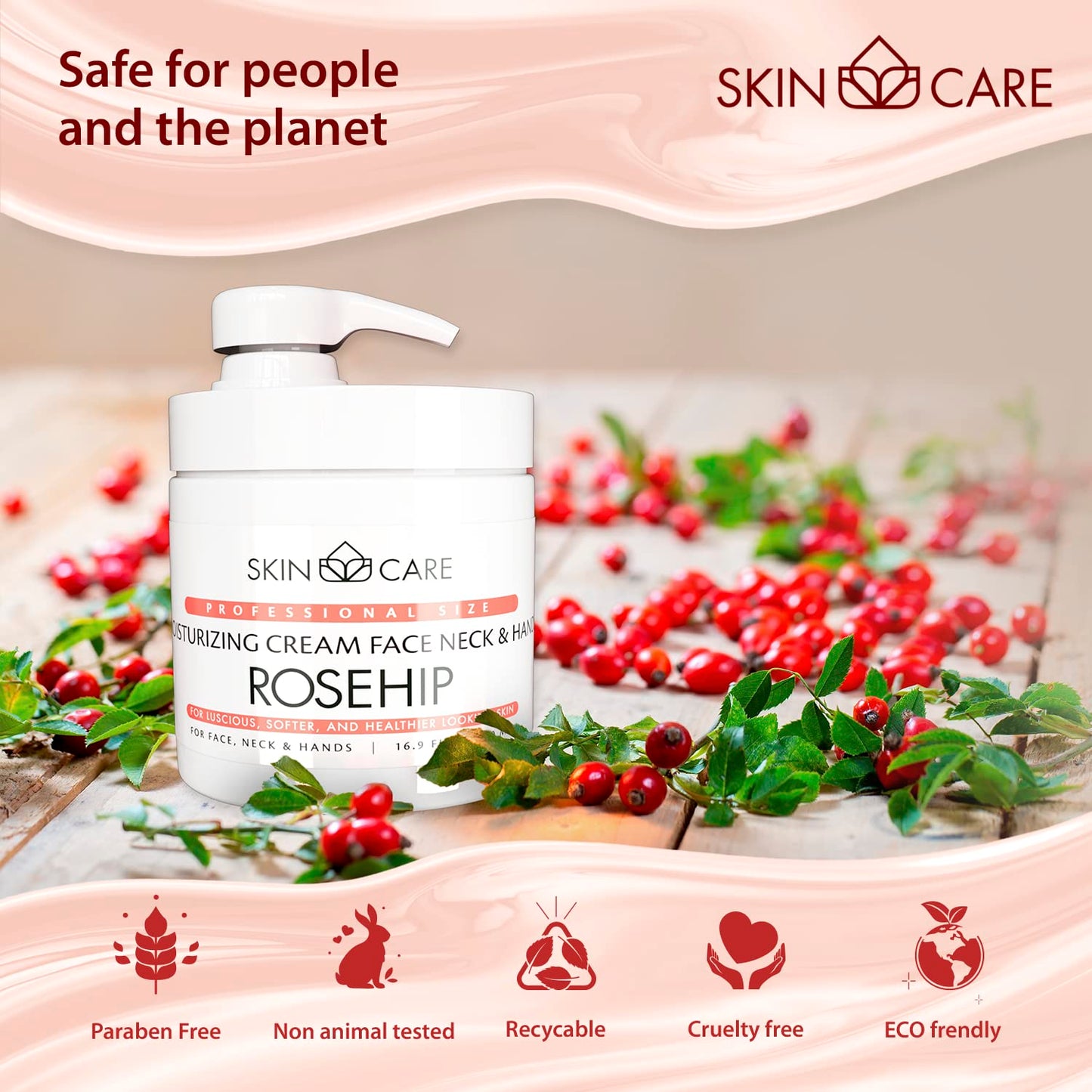 Rosehip Oil 3-in-1 Moisturizer | Face Cream for Crepey Skin, Wrinkles & Sagging - 16.9 fl. oz.