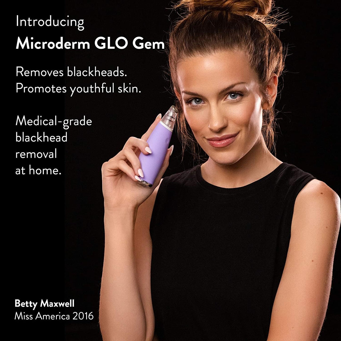 Microderm GLO GEM Diamond Microdermabrasion and Suction Tool - Blackhead Remover Pore Vacuum Advanced Facial Treatment Machine - Anti Aging Wrinkle Care for Collagen Production & Acne Scars (Purple)