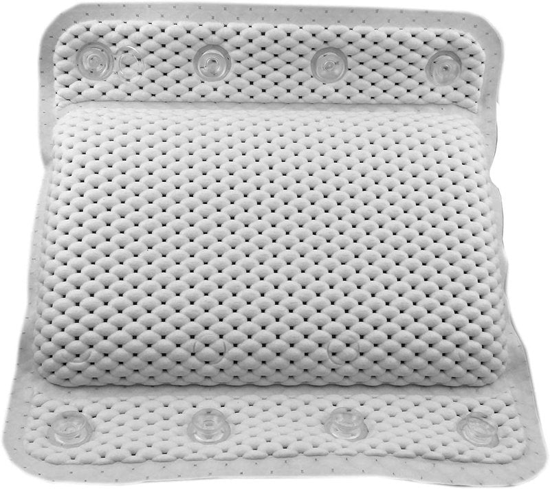 Memory Foam Spa Bath Pillow - Neck & Back Support with 8 Suction Cups | Soft, Non-Slip Design for Relaxing Soaks (Pack of 2)