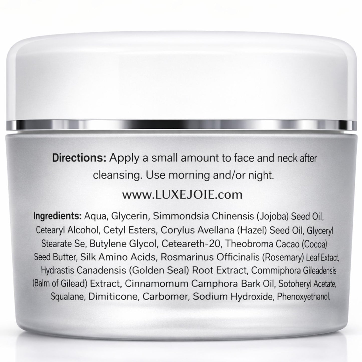 LuxeJoie Herbal Silk Moisturizer Face Cream, 1.7 oz, Lightweight Hydrating Facial Moisturizer Cream for Sensitive Skin, Non-Greasy, Silky Finish, Jojoba & Cocoa Butter, Day & Night