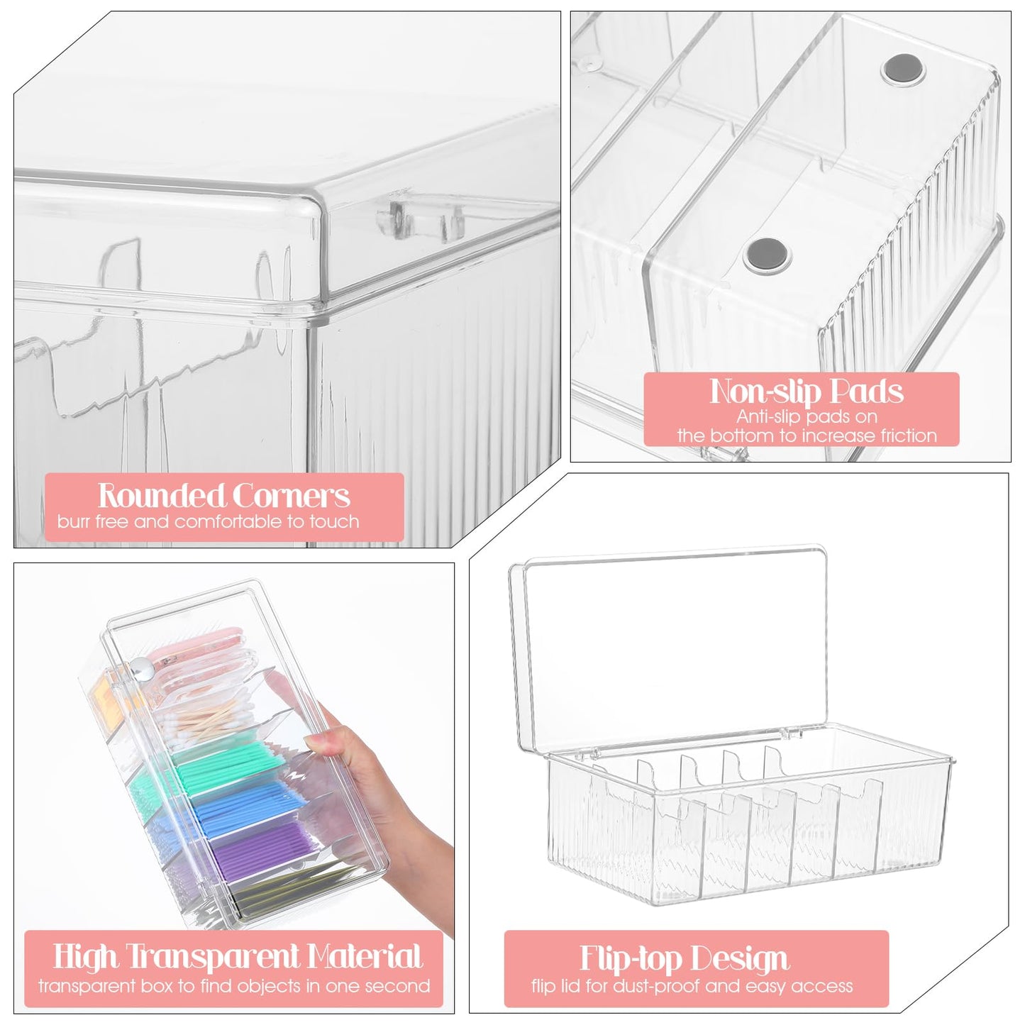 2 Pcs Lash Extension Organizer and Storage, Lash Cart Organizer for Lash Techs, Eyelash Extension Supplies Organizer Storage Box, Acrylic Lashes Supplies Container, Eyelash Organizer with Lid Clear ﻿