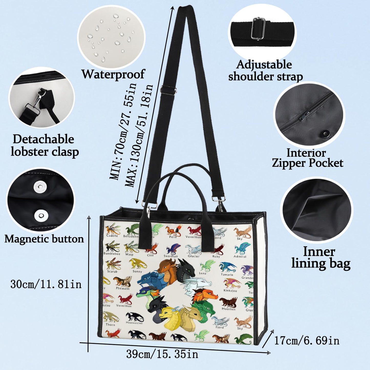 WZMPA Wings Dragon Darkstalker Makeup Bag Wings Dragon Novel Inspired Gift Dragon Tribes Zipper Pouch Bag Dragon Bookish Gift (Wings Dragon BG)