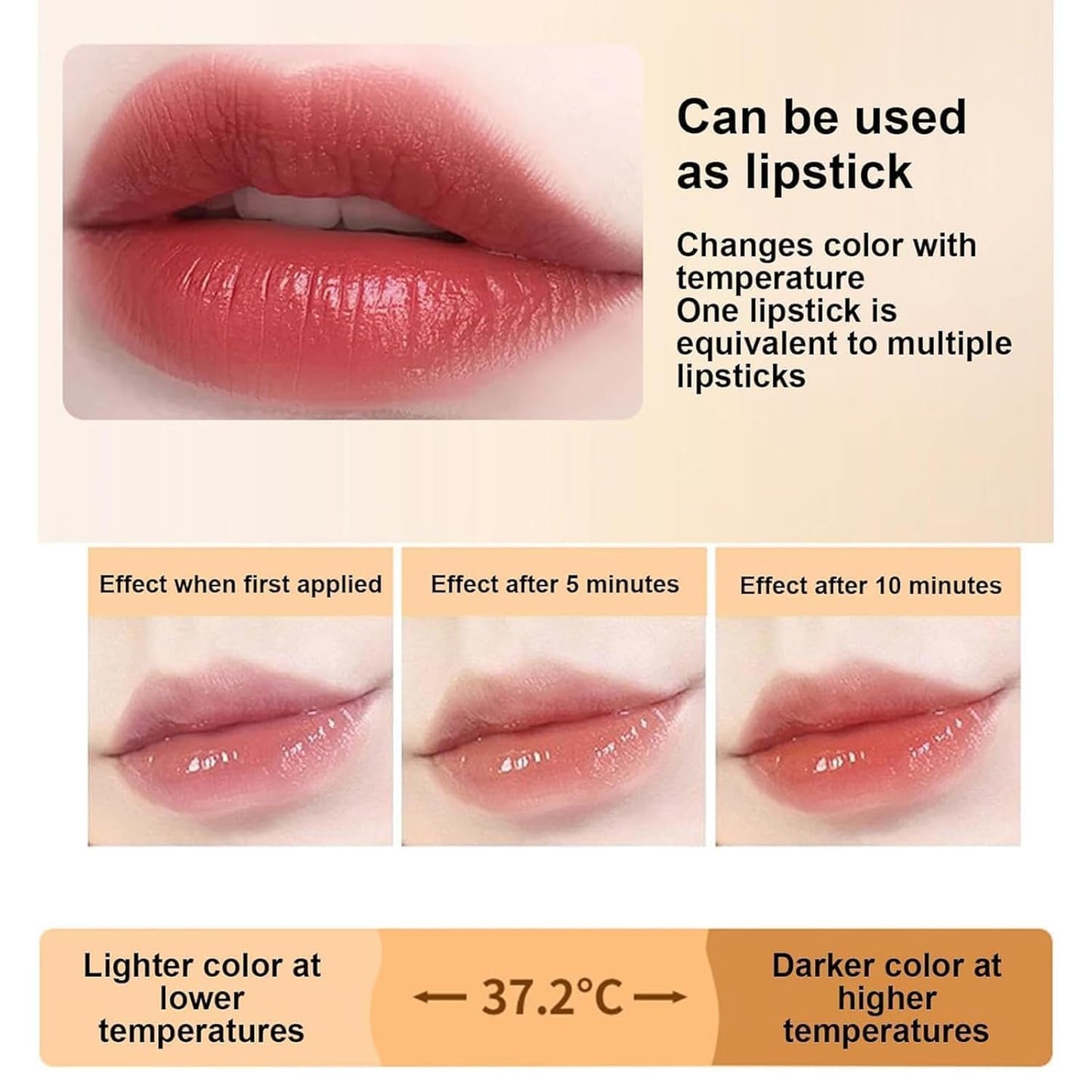 Gartiage 2026 New Upgraded Color Changing Lipstick for Women, PH Lipstick Color Changing, Clear Lip stick That Changes Color (1OZ)