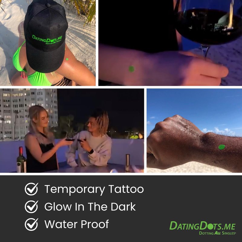 Dating Dots New Fun Game to Meet Singles with Temporary Tattoos | Effective Ice Breaker for Dating | Waterproof, Glow in the Dark | Unique Party Game for Singles