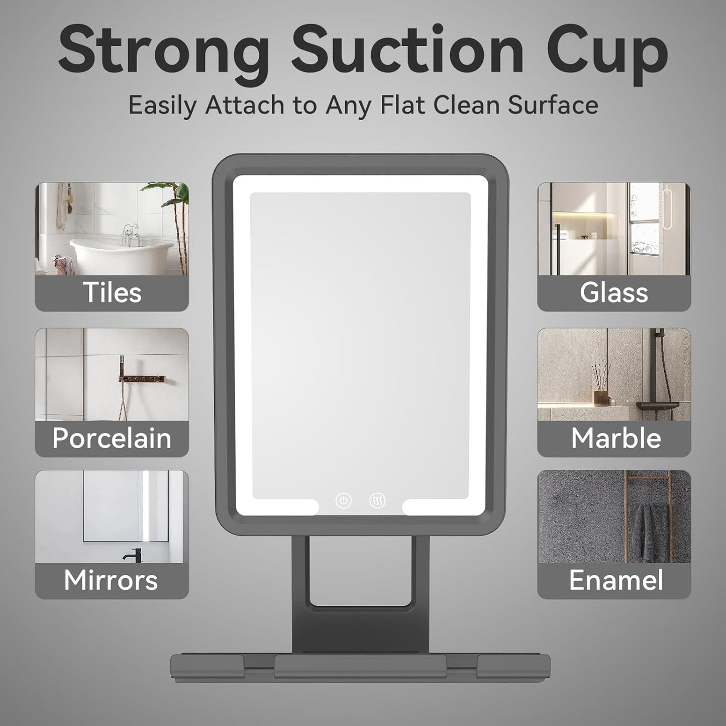 Heated Shower Mirror - Fogless 360° Adjustable Shaving Mirror with Light | Rechargeable with Storage Tray & Razor Holders