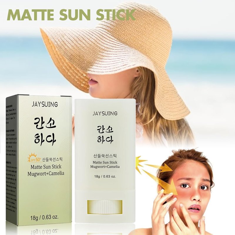 Korean Sunscreen Stick - Matte Sun Stick with Mugwort & Camellia | SPF 50+ PA+++ Non-Greasy, 18g