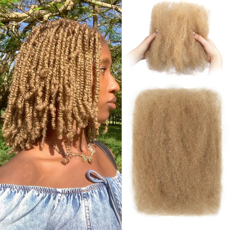 Sangtok Afro Kinky-Curly Human Hair Bulk for Twists, 18 Inch 50g Bulk Hair for Dreadlock Extensions Repair Locs Braiding, 100% 4C Human Bundles Hair(Black)
