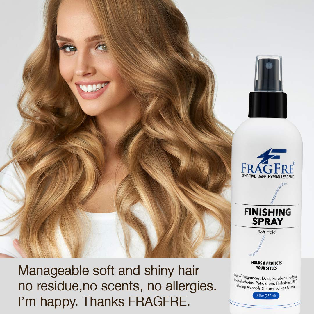 FRAGFRE Hair Finishing Spray 8 oz (2-Pack Gift Set) - Fragrance Free Hypoallergenic Paraben Free - Hair Spray for Sensitive Skin - Flexible Soft Hold - Quick-Dry Denatured Alcohol - Vegan