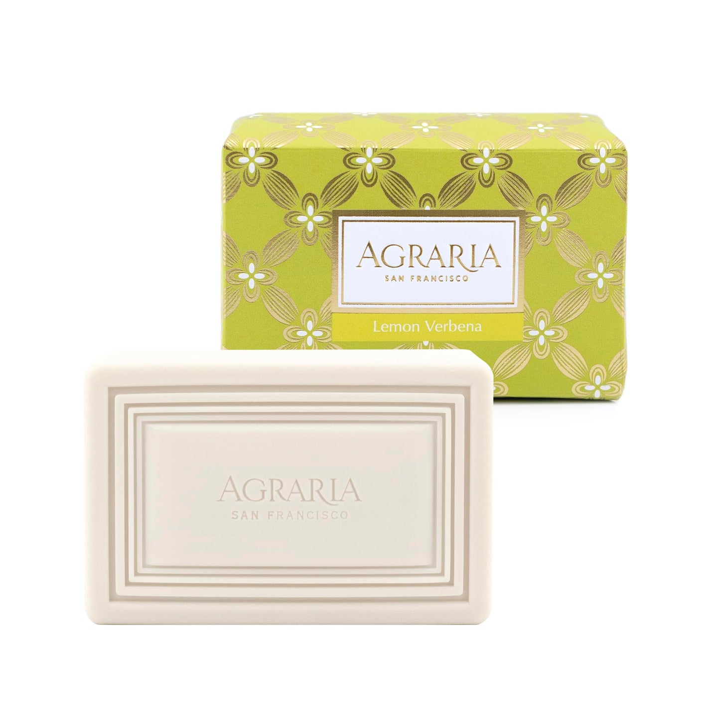 AGRARIA Luxury Bath Lemon Verbena Bar Soap, French Triple Milled Soap, Moisturizing Shea Butter & Kukui Oil Infused Gift for Men and Women, 8 oz