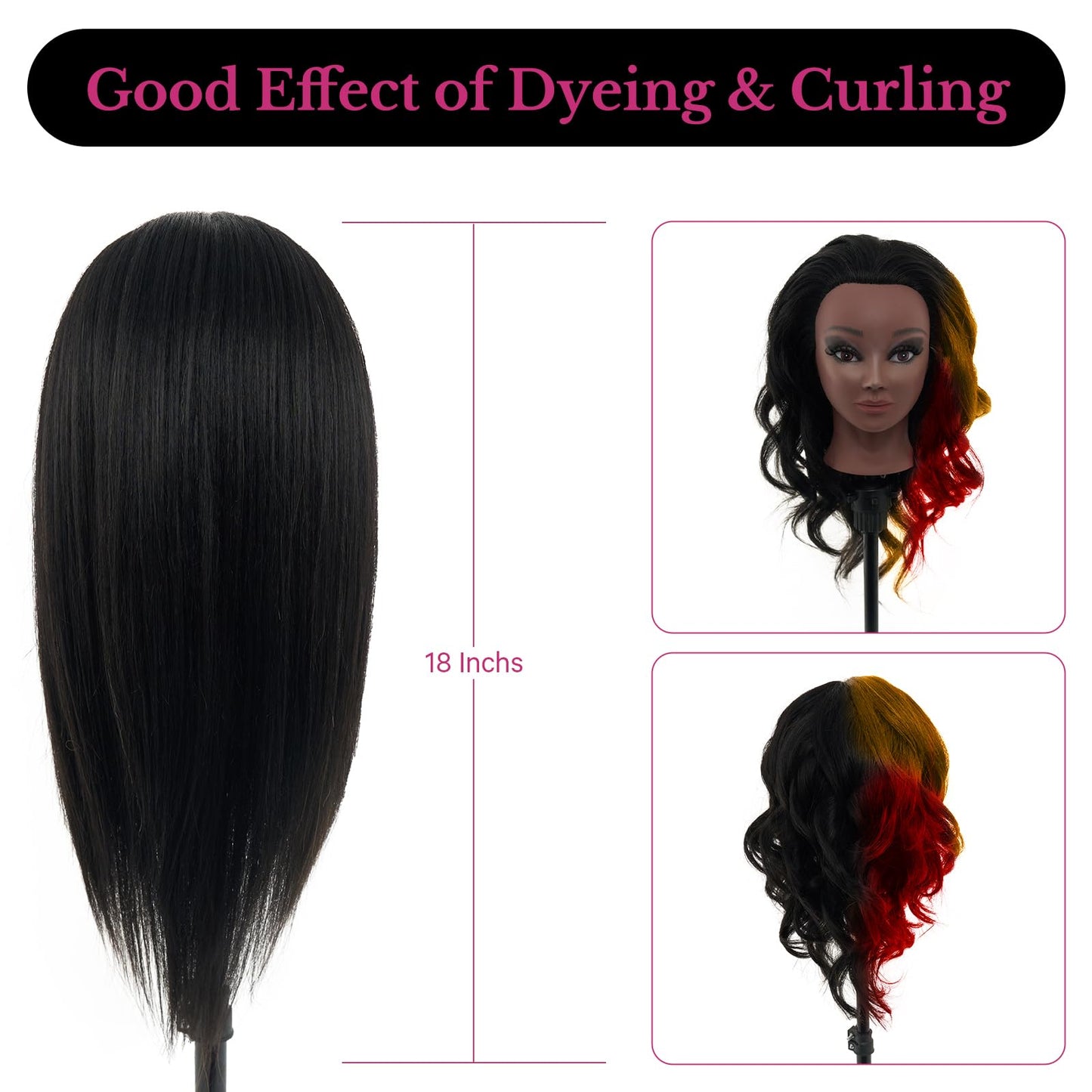 Mannequin Head 80% Human Hair with Tripod Stand, 28 Inch Makeup Cosmetology Manikin Head Braiding Mannequin Head with stand, Hairdressing Training Practice Doll Head for Hair Styling with Table Clamp