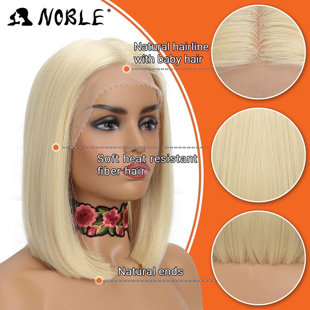 Platinum Blonde Bob Wig - T Part HD Lace Front for Women | Synthetic 613 Hair for Parties & Daily Wear