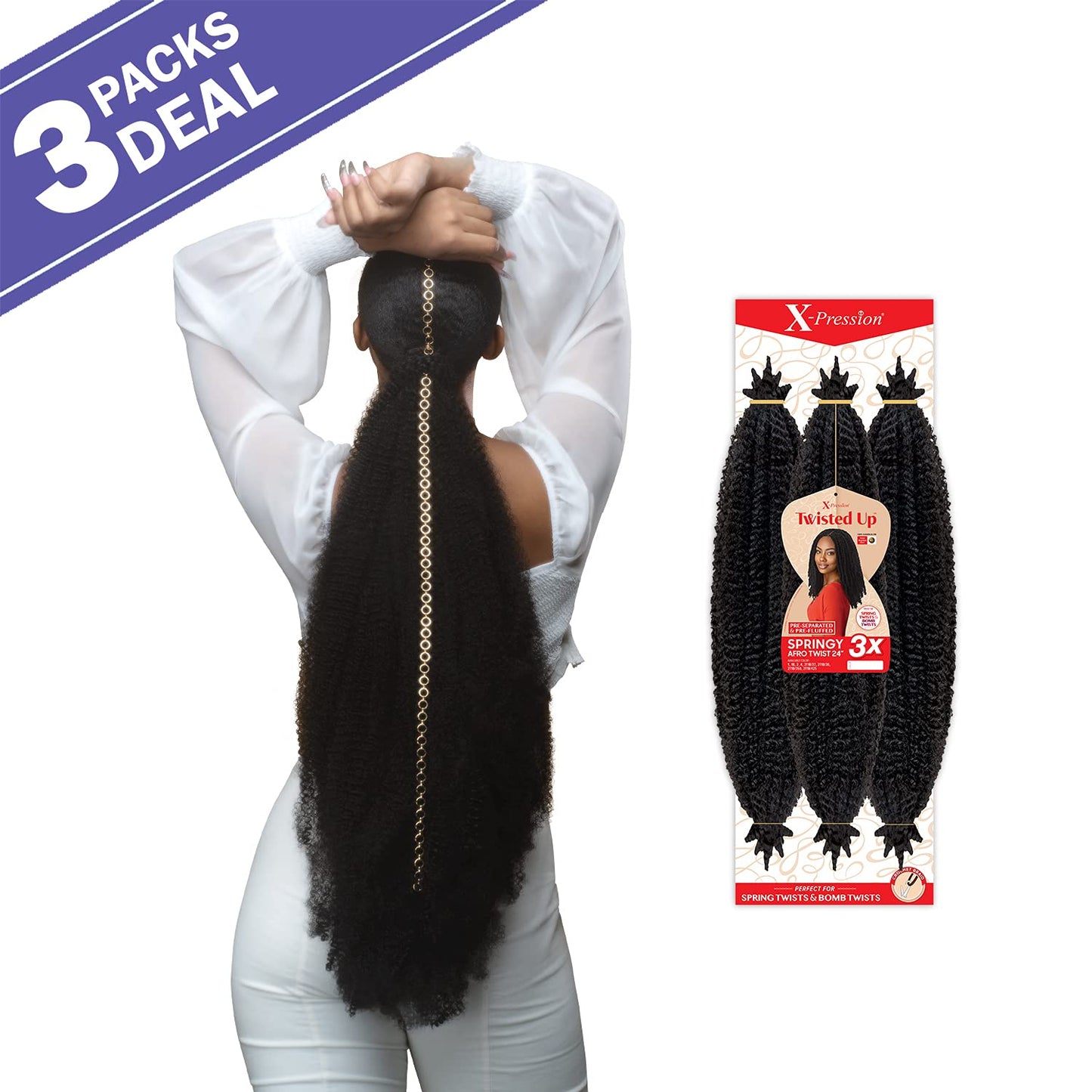 Outre Crochet Braids X-Pression Twisted Up 3X Springy Afro Twist 24" (3-pack, 1)