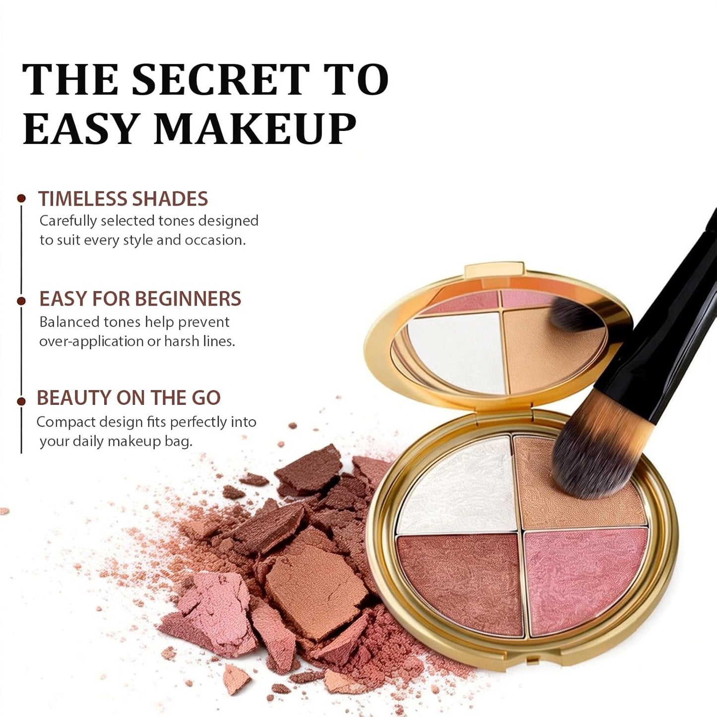 Eye & Cheek Glow Palette - 4-in-1 Eyeshadow, Highlighter, Blush & Contour Makeup for All Skin Tones | Long-Lasting Radiant Finish