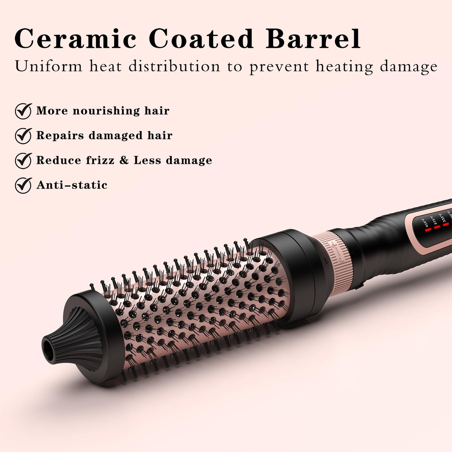 Thermal Brush 3 in 1 Set Ionic Heated Round Curling Create Volume & Smoother Hair Style for Fully Dried Hair Ceramic Fast Heating Curling Iron Brush with Temperature (Black)