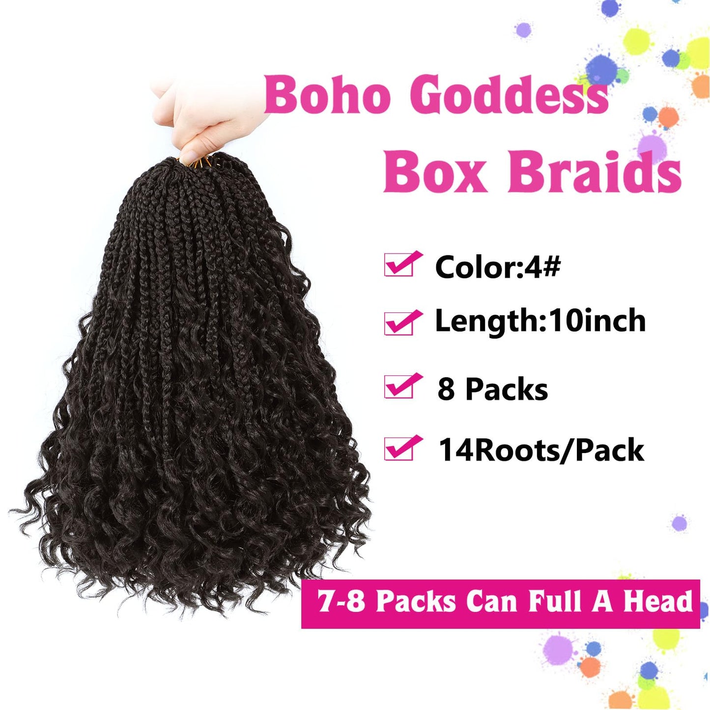 12inch Goddess Box Braids Crochet Hair Box Braids Crochet Hair For Black Women Pre Looped Crochet Hair with Curly Ends Bohemian Crochet Box Braids Crochet Hair(12inch(Pack of 7), T350)