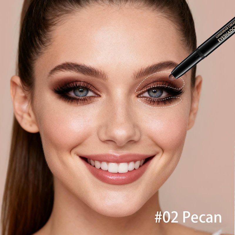Euphily Matte Cream Eyeshadow Stick, Waterproof Eye Shadow Stick, Long-Lasting and Blendable High Pigmented Single Eyeliner Makeup for Women, 2 Pecan