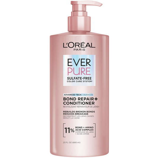 L'Oreal Paris Sulfate Free Bond Repair+ Conditioner, Hair Conditioner with Bond + Amino Acid Complex, Strengthens and Repairs Damaged or Color Treated Hair, EverPure, 23 Fl Oz (Packaging May Vary)