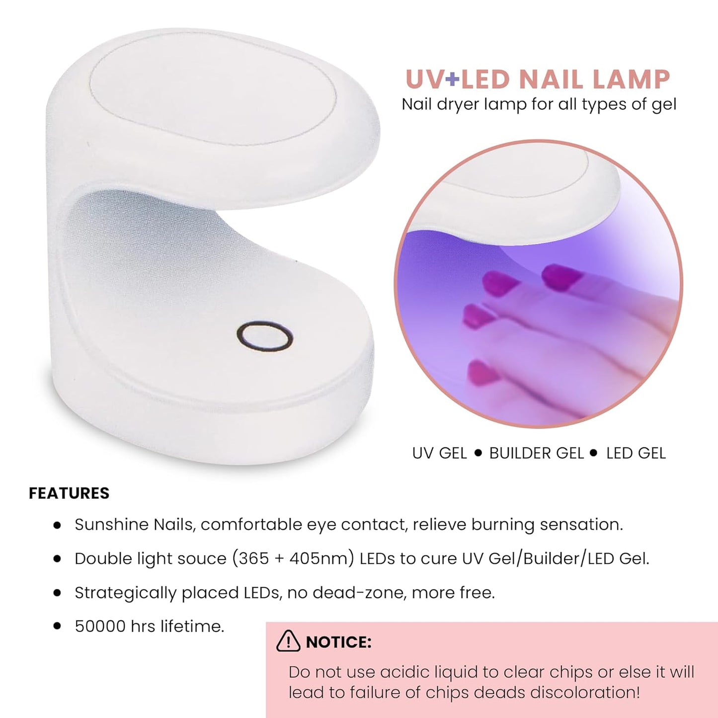 Soft Gel Nail Tips & UV Glue Gel Set - 240 Pcs Short Stiletto & Medium Square Extensions with Portable UV Light