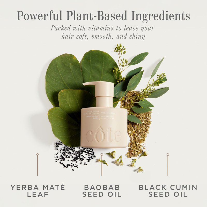 Cote Beauty’s Nourishing Daily Shampoo for Dry Hair, Deep Cleansing & Hydrating Formula, Prevents Breakage, Cruelty-Free Hair Shampoo for Women, Enriched with Yerba Maté & Baobab Extract, 10 FL Oz