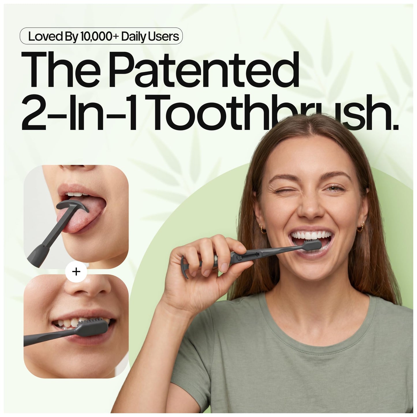 TOKII Tongue Scraper & Tongue Cleaner for Adults - Charcoal Infused Ultra Soft Bristles, Fights Bad Breath Naturally Includes Travel Toothbrush, Hygienic Stand and Waterproof Pouch (Black, Pack of 1)