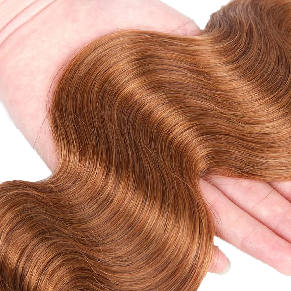 30 inch Color 30 Bundles Human Hair Light Brown Bundle 30 Body Wave Bundles Mixed Length 8A Remy Length Brown Human Hair Bundle