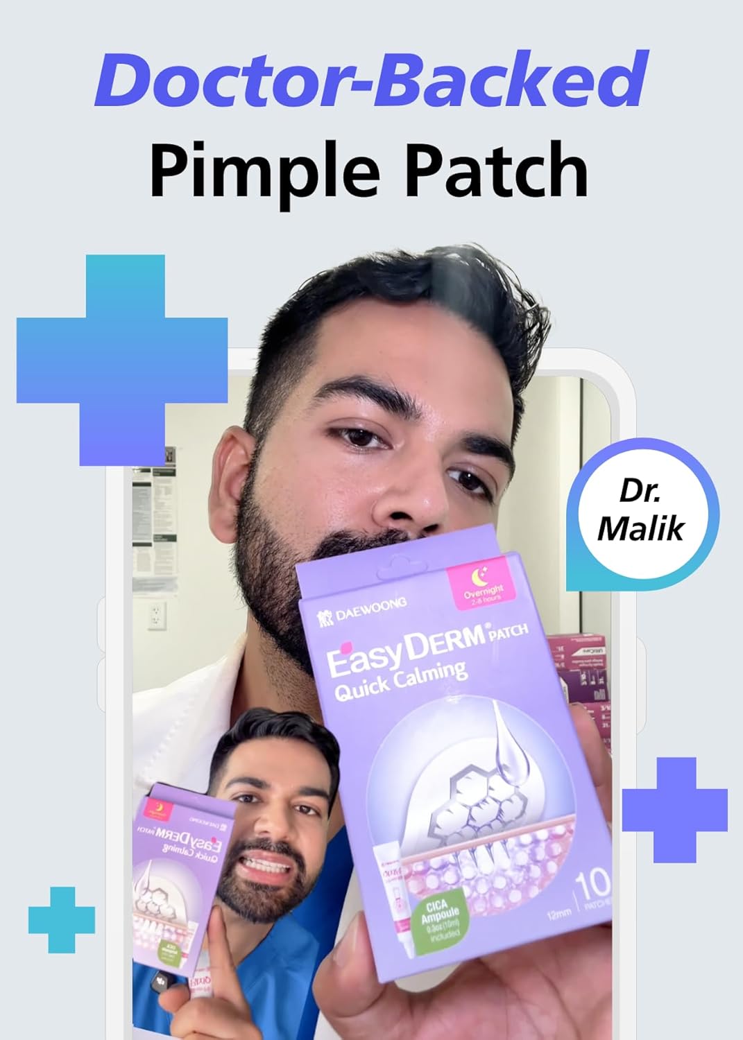 Magnesium Acne Care Patches - Quick Calming Treatment | 30 Individually Wrapped Patches with Tweezers & Ampoule