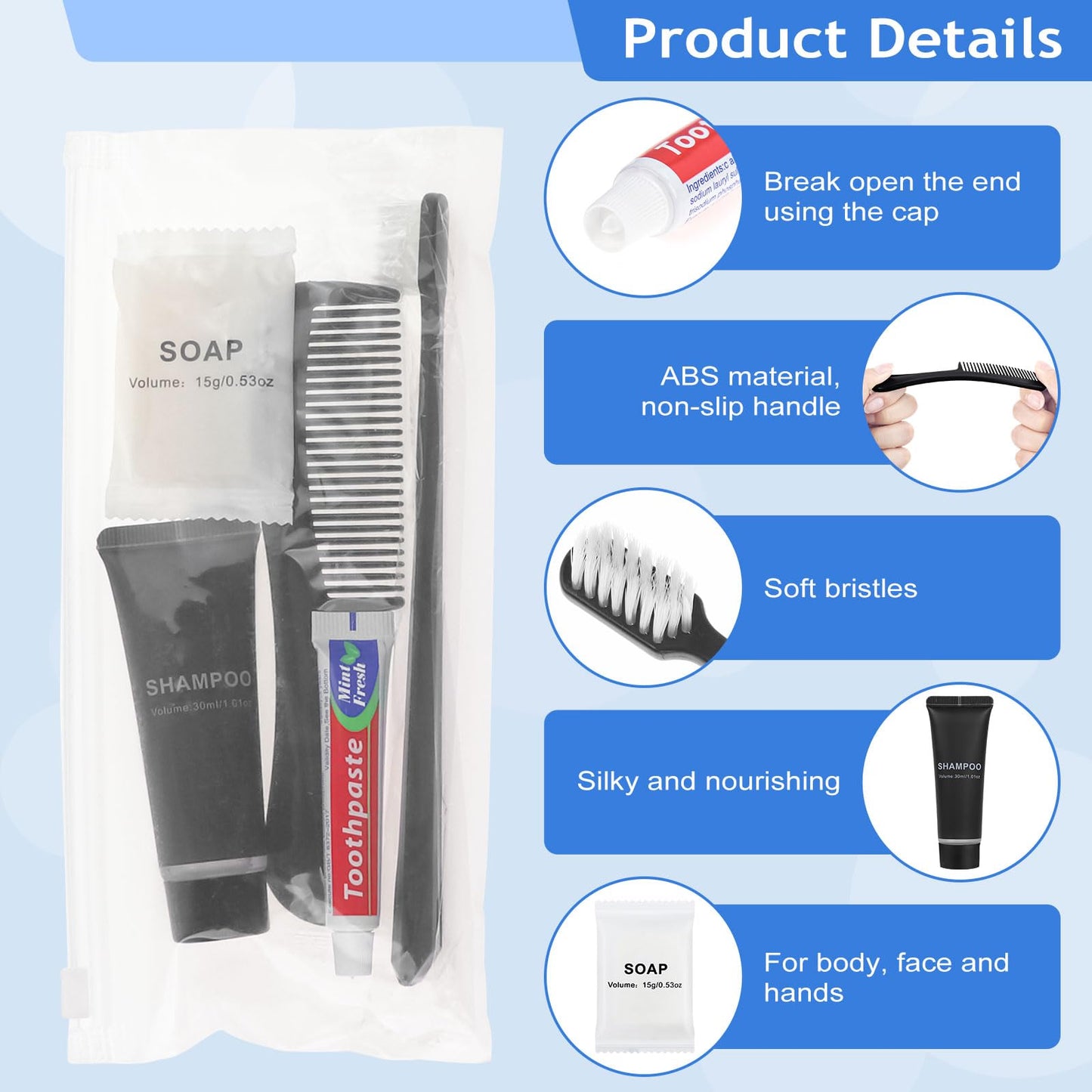 LLHQAMT Hygiene Kit, Personal Hygiene Kit with Individual Package, Bulk Hygiene Supplies are Suitable for Travel, Hotel, Camping, Household (30 Set)