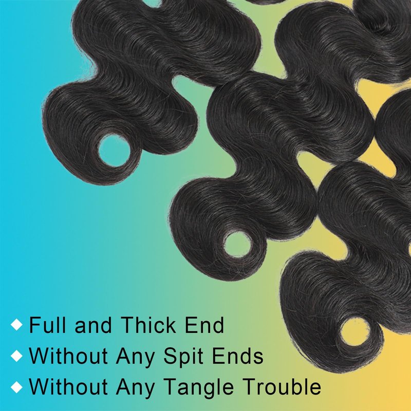AnJudyReid 12A Human Hair Bundles 10 12 14Inch Body Wave Bundles Human Hair 100% Unprocessed Brazilian Virgin Hair 3 Bundles Human Hair Extensions Natural Black Color