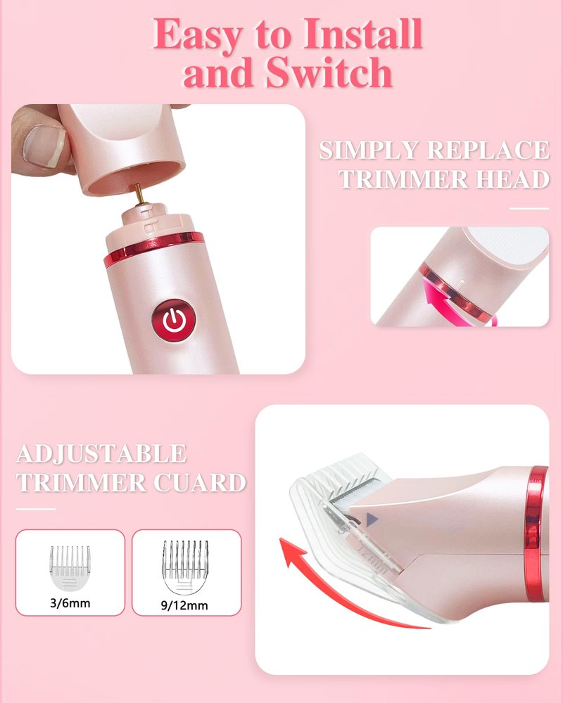 Bikini Trimmer for Women, Electric Razor for Pubic Hair 3-in-1, Bikini Shaver for Legs Body Hair, Womens Electric Razor IPX6 Waterproof, Gifts for Women,Pink