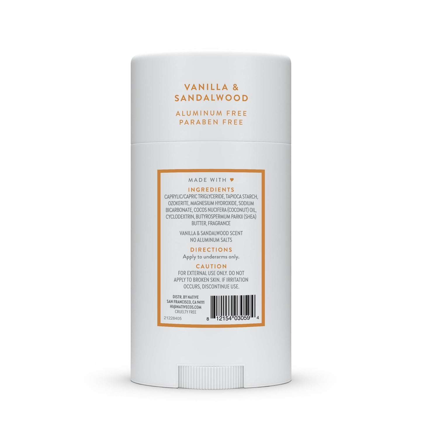 Native Deodorant Contains Naturally Derived Ingredients, 72 Hour Odor Control, Deodorant for Women and Men, Aluminum Free, Vanilla & Sandalwood 2.65oz