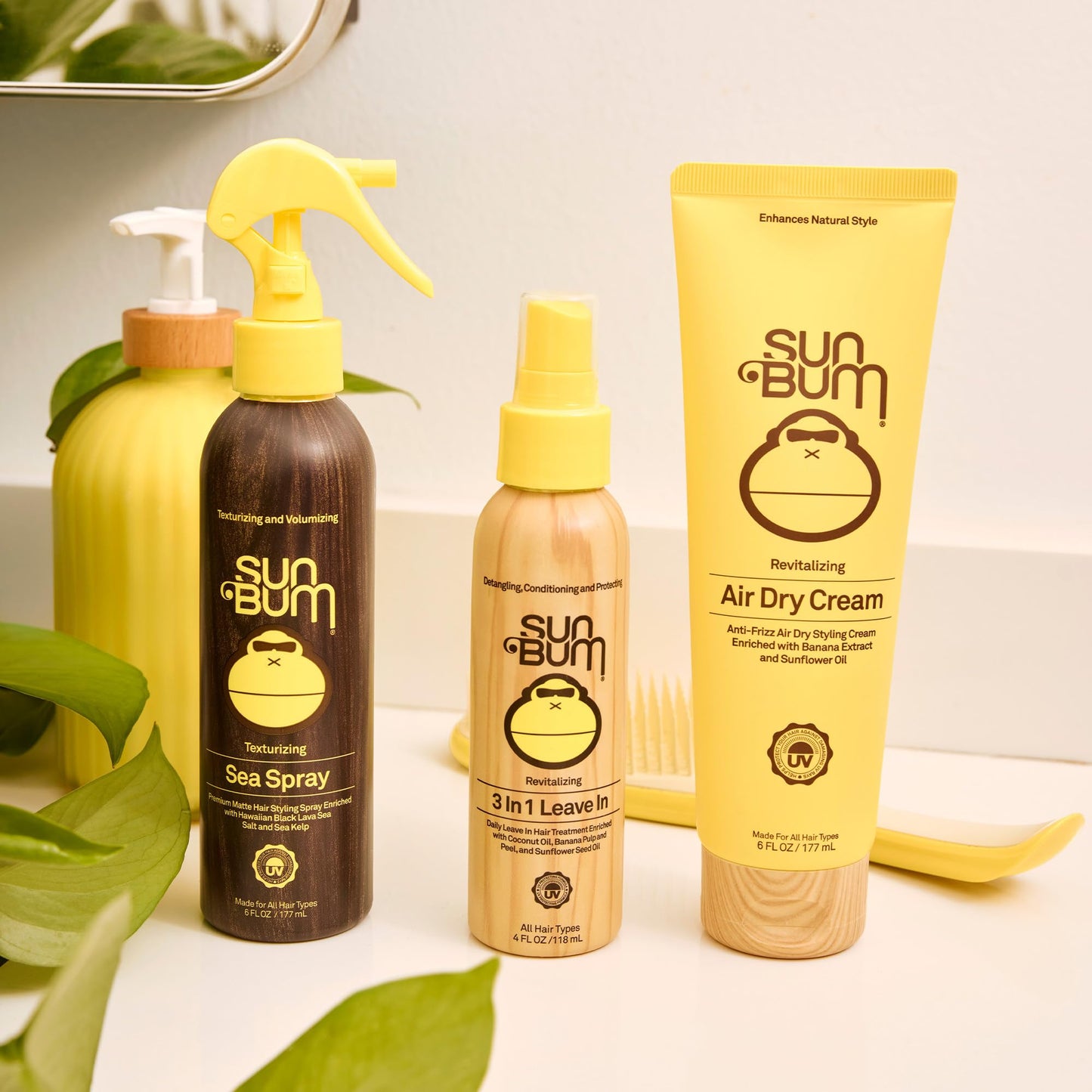 Sun Bum Revitalizing Air Dry Cream - Anti Frizz Styling Cream with Banana Extract and Sunflower Oil - Vegan - Without Parabens - UV Protecting - Helps Smooth and Enhance Hair Texture - 6 fl oz